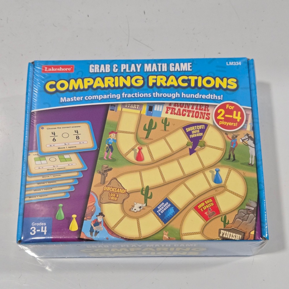 Lakeshore Grab & Play Math Game Comparing Fractions LM334 Grades 3-4 New